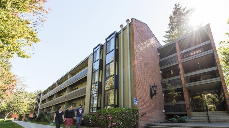 Photo shows the Blackacre apartments at the Sacramento campus