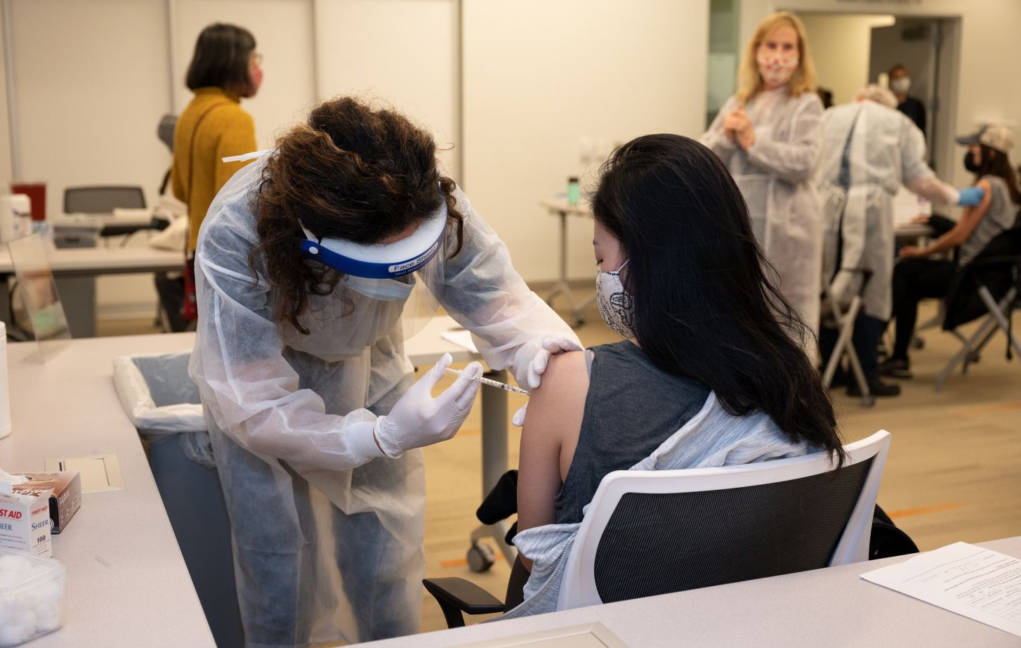Student receiving vaccine