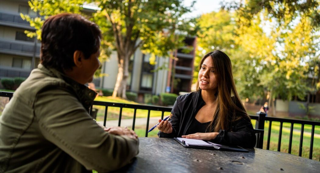Students engaged in counseling simulation for University of the Pacific's Master of Social Work program in Sacramento, California.