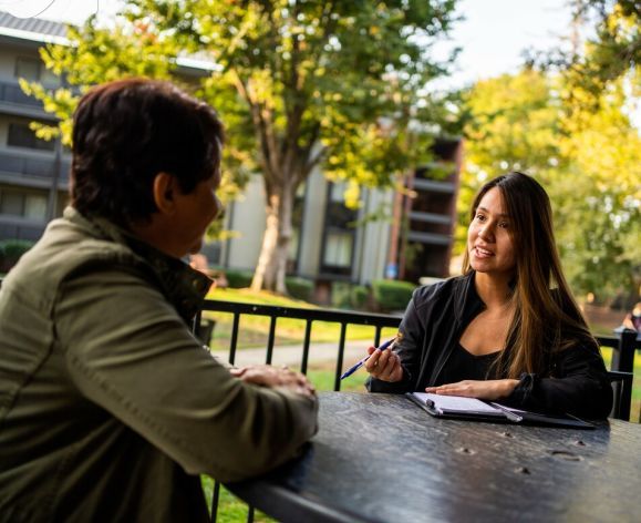 Students in simulation for Master of Social Work program at University of the Pacific's campus in Sacramento, CA.